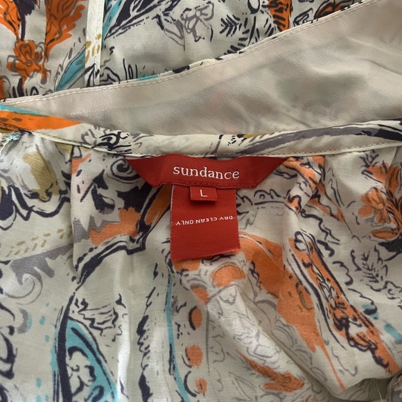 Sundance Silk Blend Printed Open Back Neck Tie Halter Giovanna Dress Size Large - Picture 6 of 7